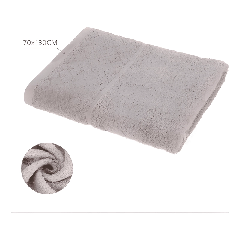 TOALLA DE BAÑO ALGODON HOMEY RECTANGULAR 70X130CM GRIS #12 - 2