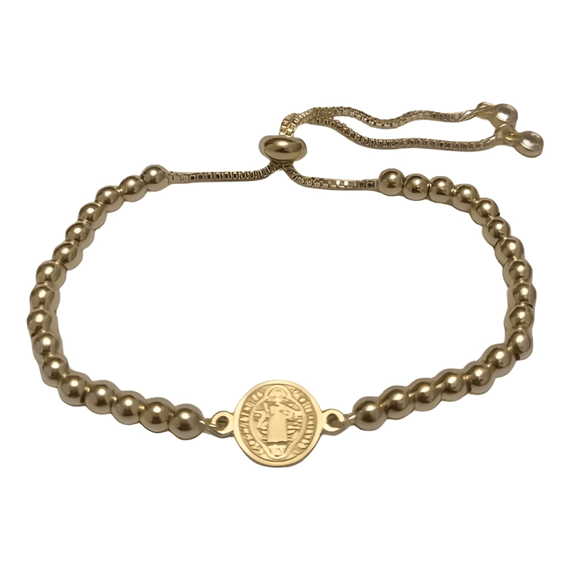PULSERA SAN BENITO CUENTAS BAÑO ORO/PLATINO AJUSTABLE UNISEX - 1
