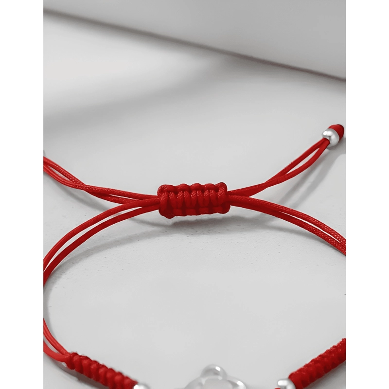 PULSERA HILO NUDO DE BRUJAS PLATA CUARZO PROTECTOR ROJO ROSA - 4