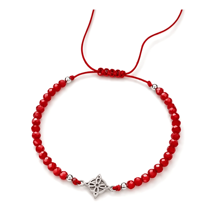 PULSERA NUDO DE BRUJA CRISTALES ROJOS PROTECCION Y SUERTE - 2