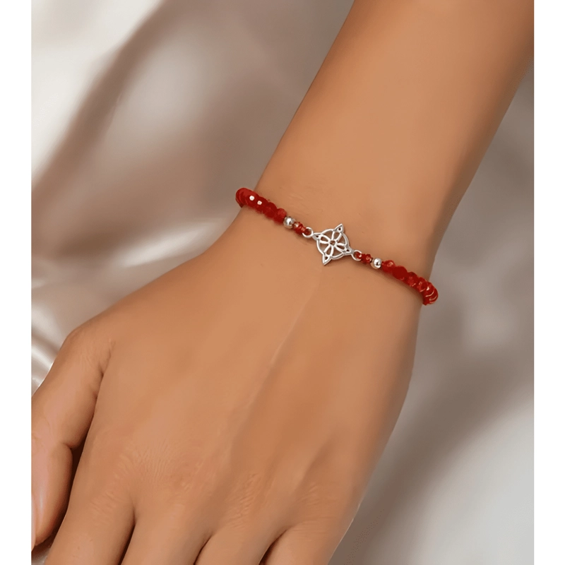 PULSERA NUDO DE BRUJA CRISTALES ROJOS PROTECCION Y SUERTE - 3