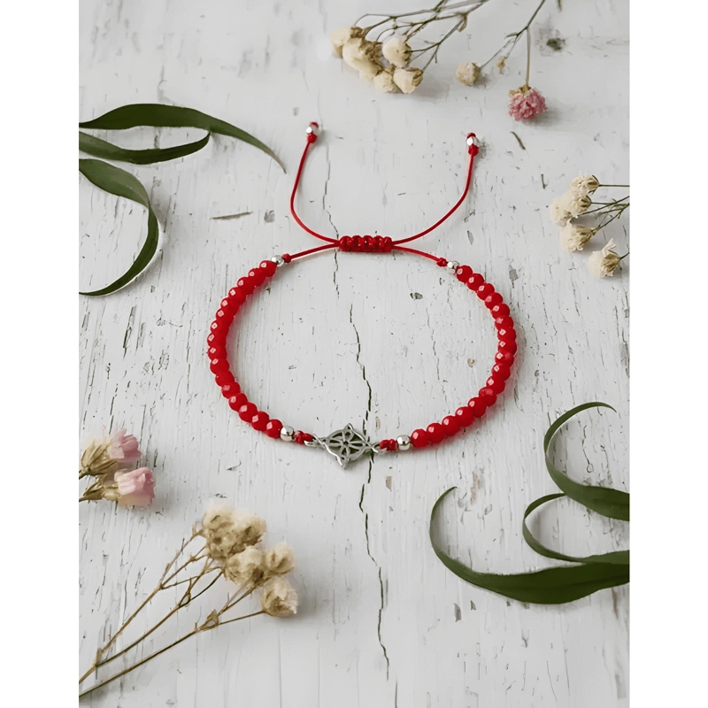 PULSERA NUDO DE BRUJA CRISTALES ROJOS PROTECCION Y SUERTE - 4