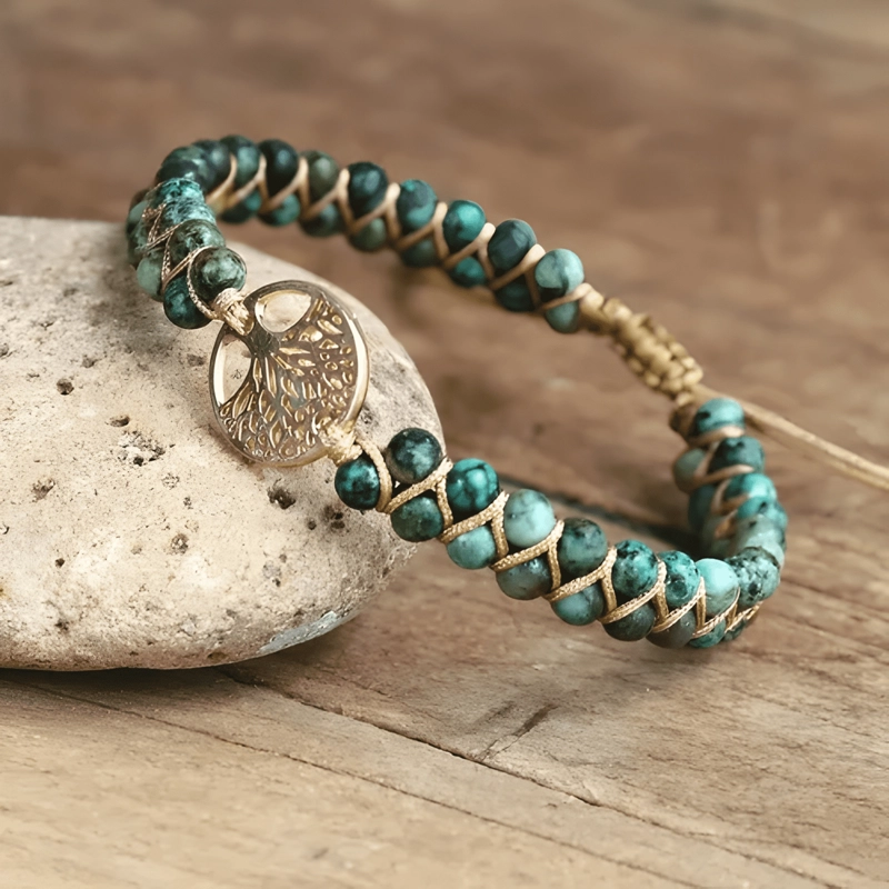 BRAZALETE JASPE ARBOL DE LA VIDA TURQUESA - 1