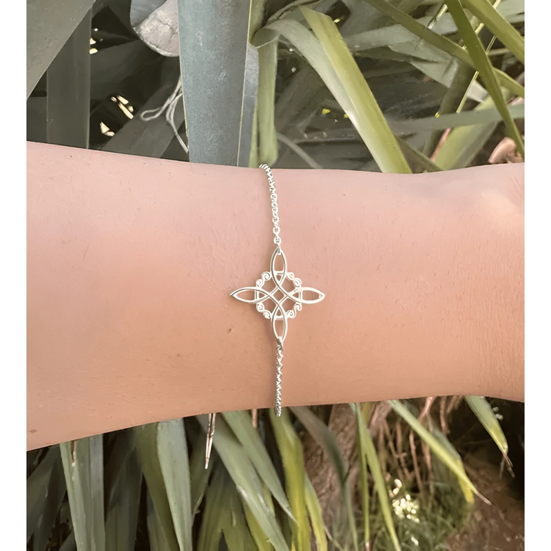 PULSERA NUDO DE BRUJAS AMULETO PROTECCION PLATA FINA ITALIA - 1