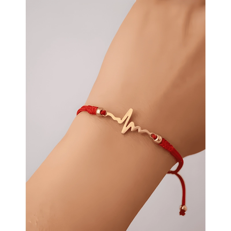 PULSERA BRAZALETE HILO PROTECCION CHARM DE LATIDOS ROJO - 4
