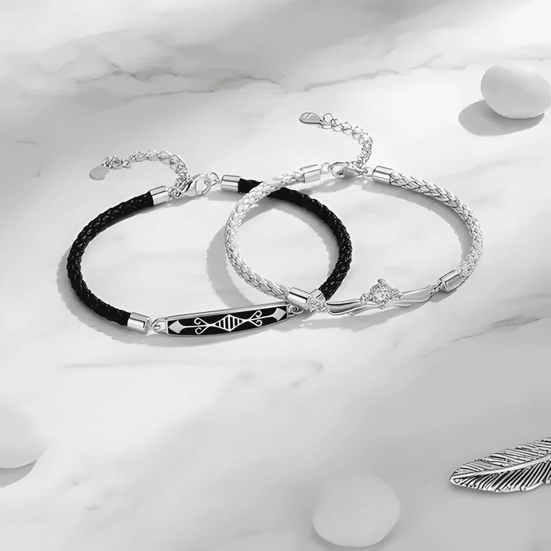 PULSERA DE PAREJA PRINCESA CABALLERO CIRCONITA PLATA 925 - 4