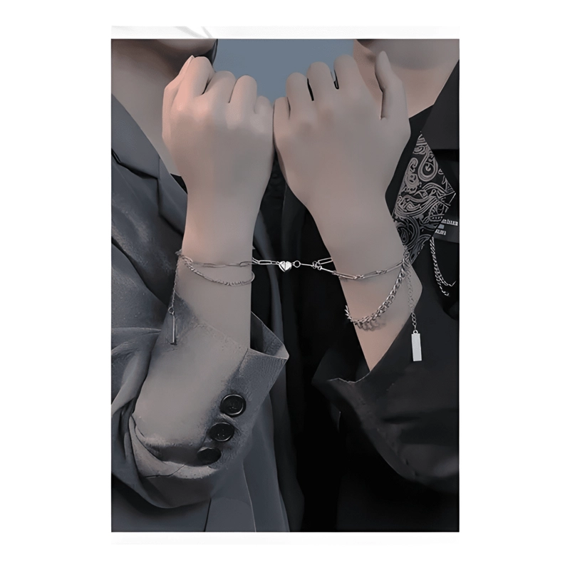 PULSERA PAREJAS DOBLE CON IMAN CORAZON REGALO NOVIOS - 2