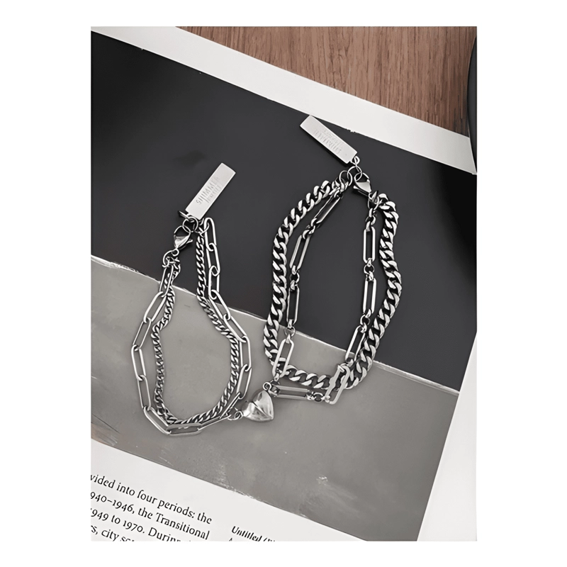 PULSERA PAREJAS DOBLE CON IMAN CORAZON REGALO NOVIOS - 4