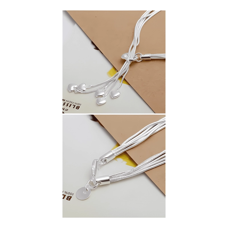 PULSERA MUJER ESCLAVA BRAZALETE PLATA 925 ELEGANTE CORAZON - 1