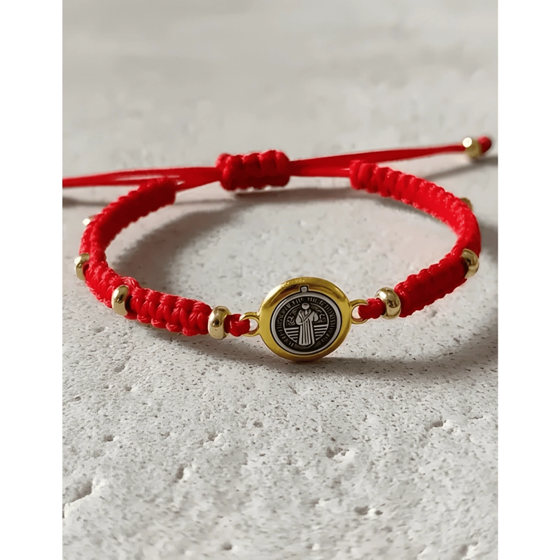 SET 12 PULSERAS HILO SAN BENITO MAL DE OJO AJUSTABLES ROJO - 1