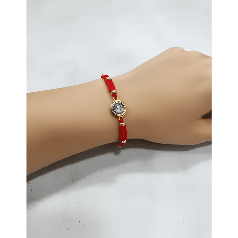 SET 12 PULSERAS HILO SAN BENITO MAL DE OJO AJUSTABLES ROJO - 2