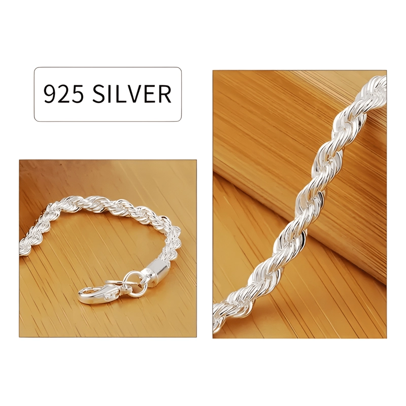 PULSERA TORBILLON PLATA 925 4MM 21CM CHAPADO EN PLATA HOMBRE - 1