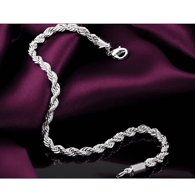 PULSERA TORBILLON PLATA 925 4MM 21CM CHAPADO EN PLATA HOMBRE - 2