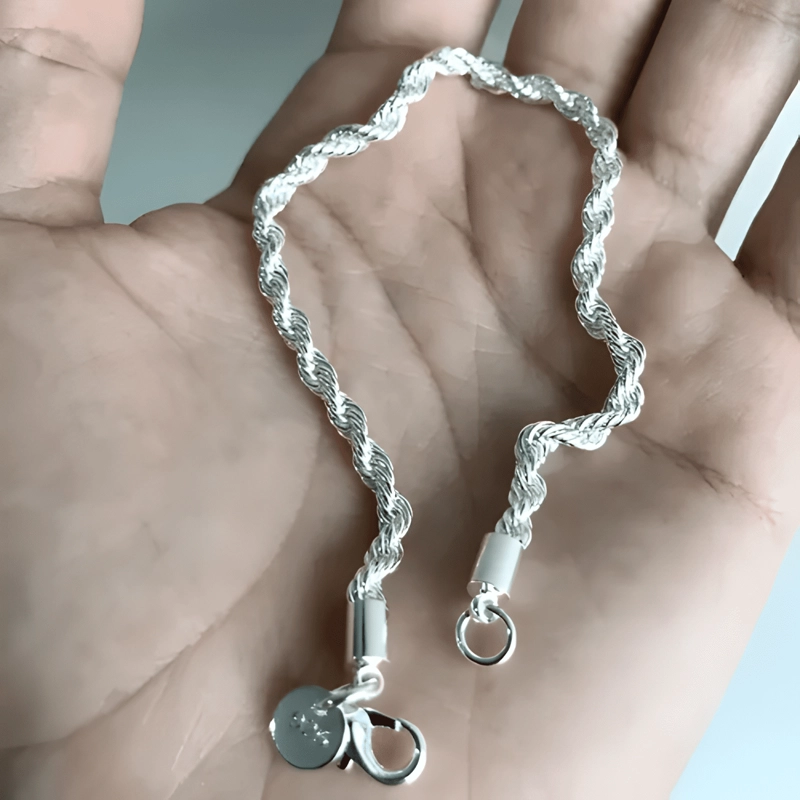 PULSERA TORBILLON PLATA 925 4MM 21CM CHAPADO EN PLATA HOMBRE - 3