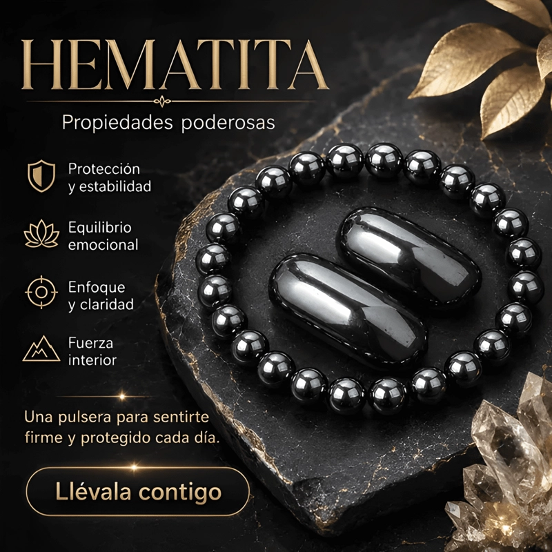 PULSERA HEMATITA PIEDRA NATURAL SEMIPRECIOSA PROTECCION #2 - 2