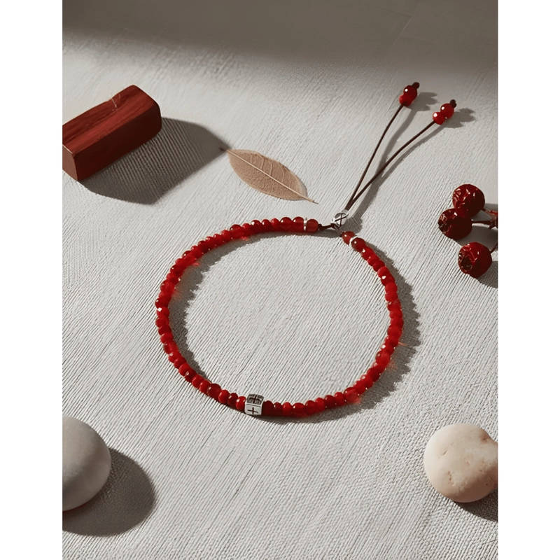 PULSERA PROTECCION PIEDRA ONIX 3 ML ROJO - 1
