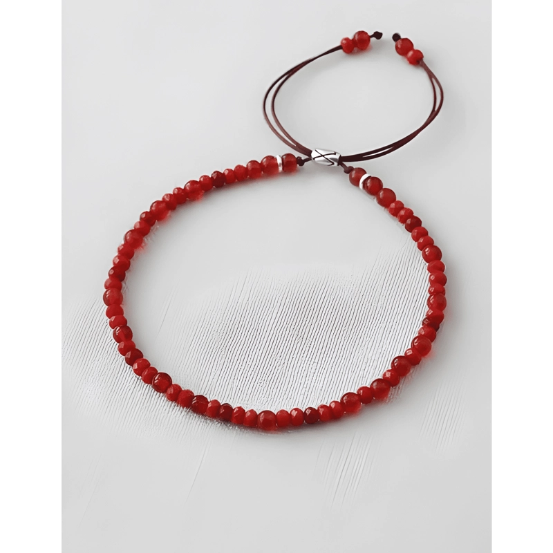 PULSERA PROTECCION PIEDRA ONIX 3 ML ROJO - 3