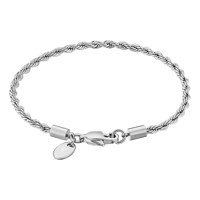 PULSERA ROPE 3MM UNISEX ELEGANTE SAINT VENIK 18 CM PLATEADA - 1