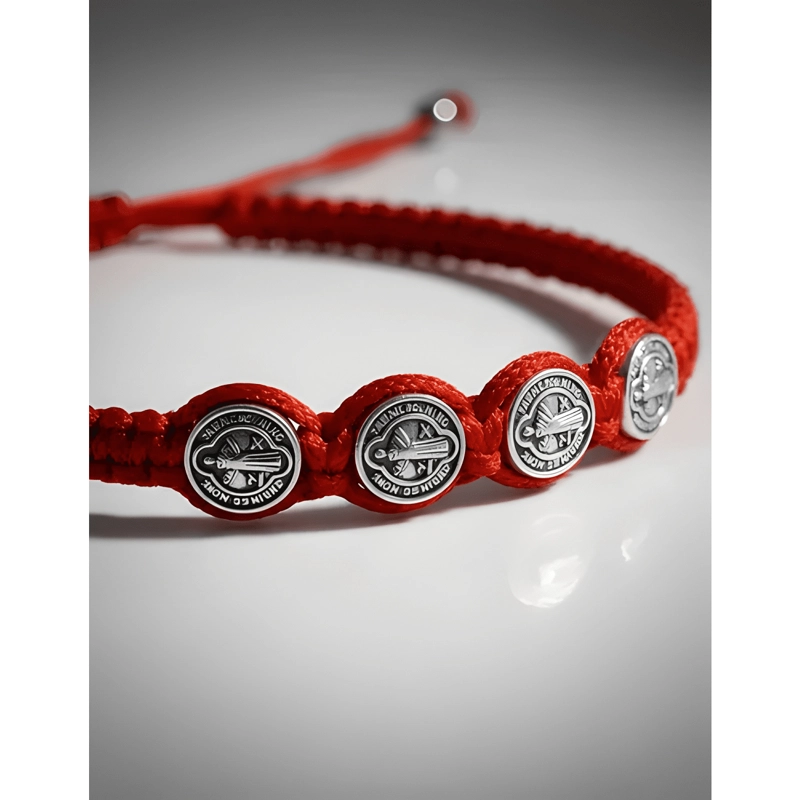 PULSERA BRAZALETE HILO PROTECCION GRATITUD SAN BENITO ROJO - 2