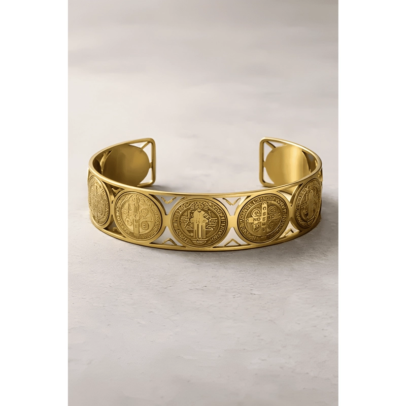 PULSERA BRAZALETE DE ACERO INOXIDABLE SANBENITO DORADO - 3