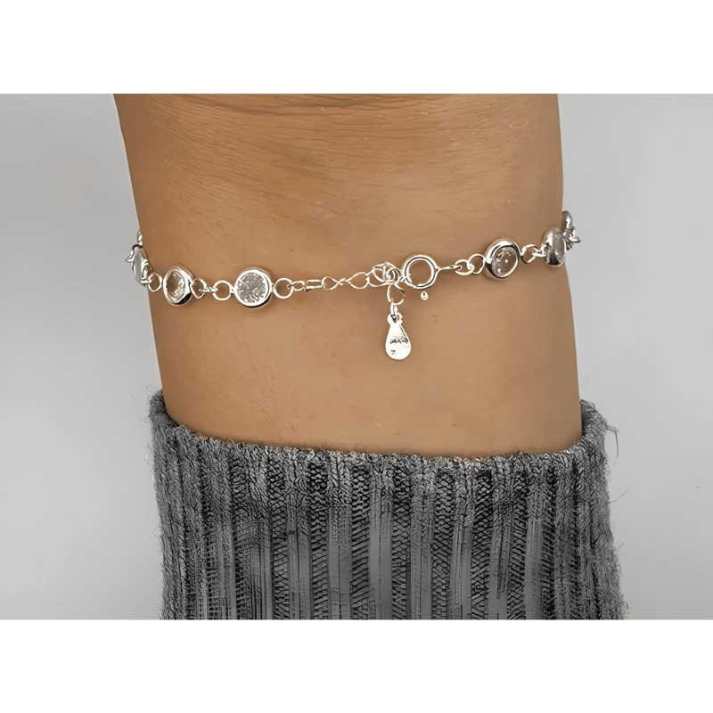 PULSERA SAN BENITO PROTECTOR PLATA FINA 925 CON CIRCONES #3 - 4