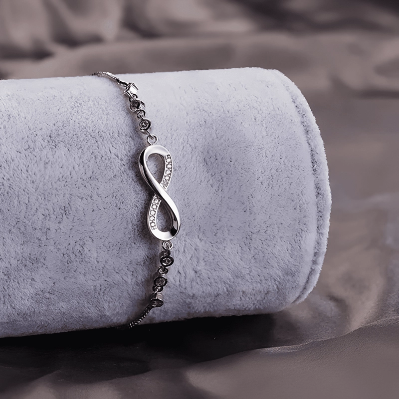 PULSERA INFINITO AJUSTABLE DE PLATA LEY S925 EMPAQUE REGALO - 3
