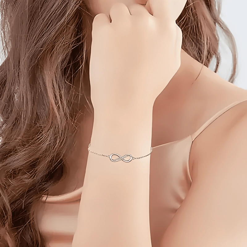 PULSERA INFINITO AJUSTABLE DE PLATA LEY S925 EMPAQUE REGALO - 4