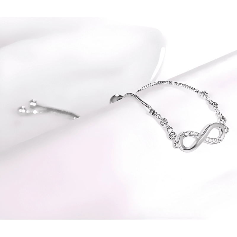 PULSERA INFINITO AJUSTABLE DE PLATA LEY S925 + BOLSA + #2 - 3