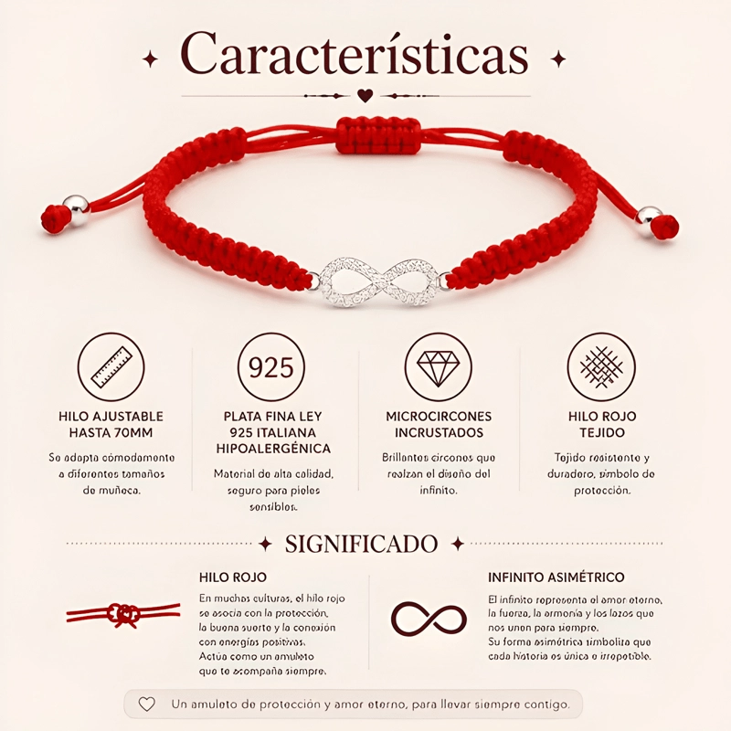 PULSERA HILO INFINITO PLATA 925 PROTECCION AMOR MUJER #2 - 2