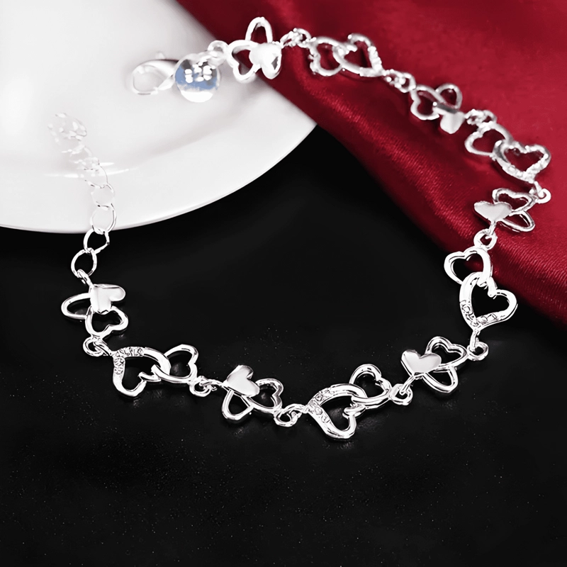 PULSERA PLATA 925 CORAZON MUJER ELEGANTE REGALO AMOR JOYAS - 1