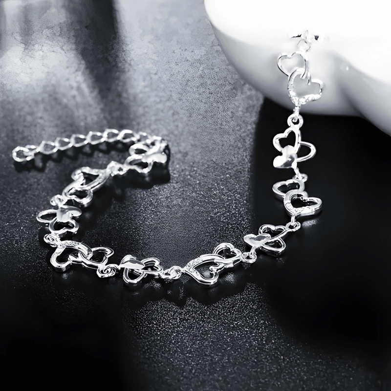 PULSERA PLATA 925 CORAZON MUJER ELEGANTE REGALO AMOR JOYAS - 2