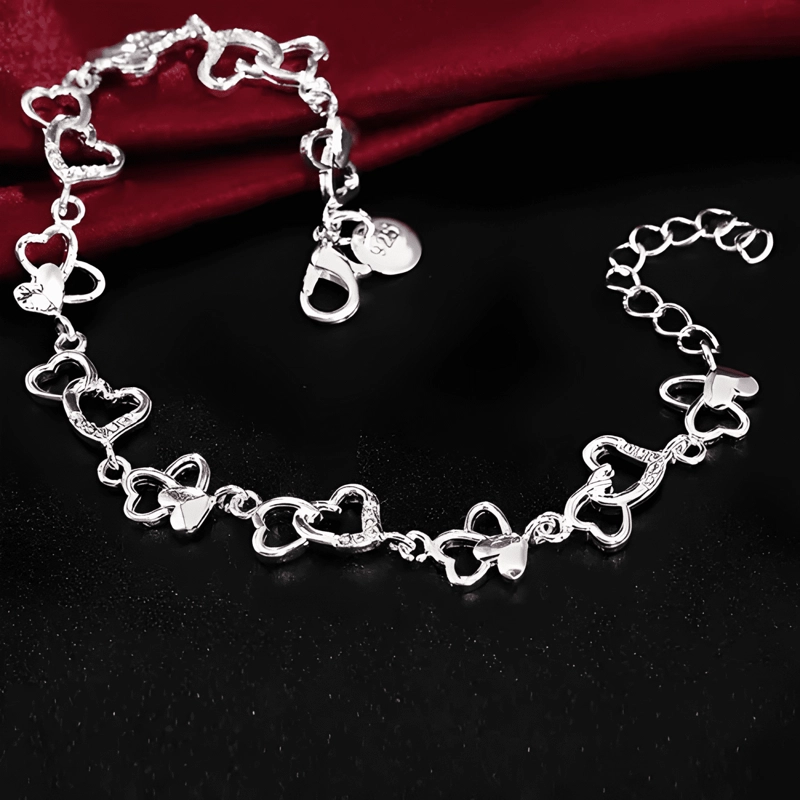 PULSERA PLATA 925 CORAZON MUJER ELEGANTE REGALO AMOR JOYAS - 3