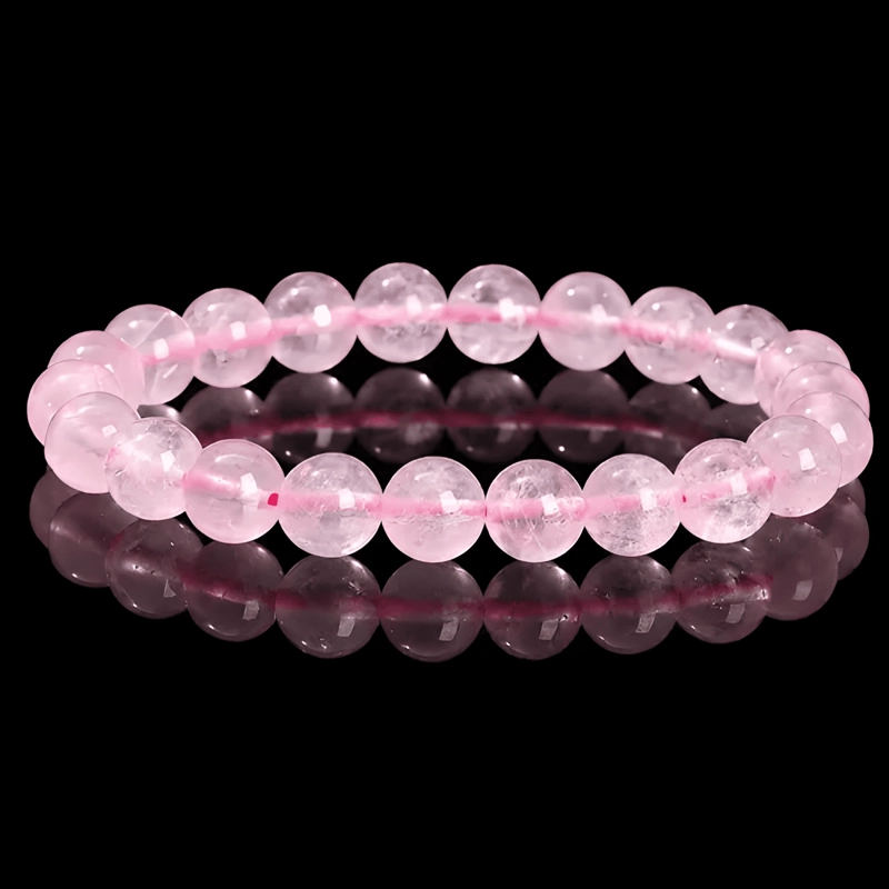 PULSERA PIEDRA CUARZO NATURAL EN 8MM ROSADO - 1
