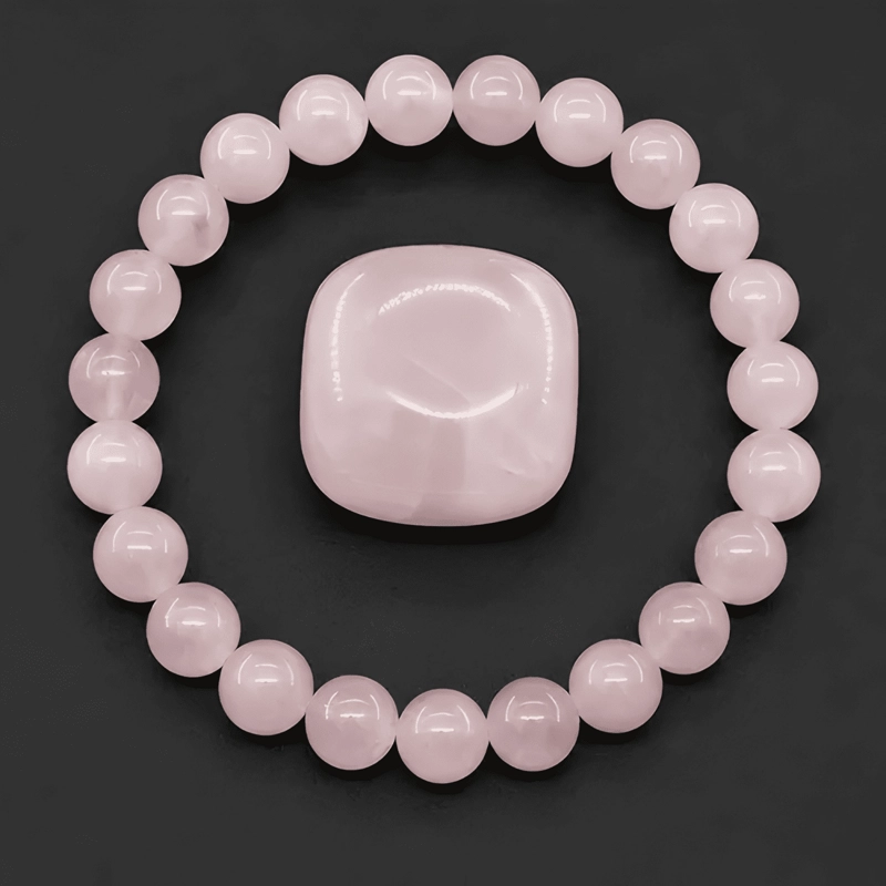 PULSERA PIEDRA CUARZO NATURAL EN 8MM ROSADO - 3