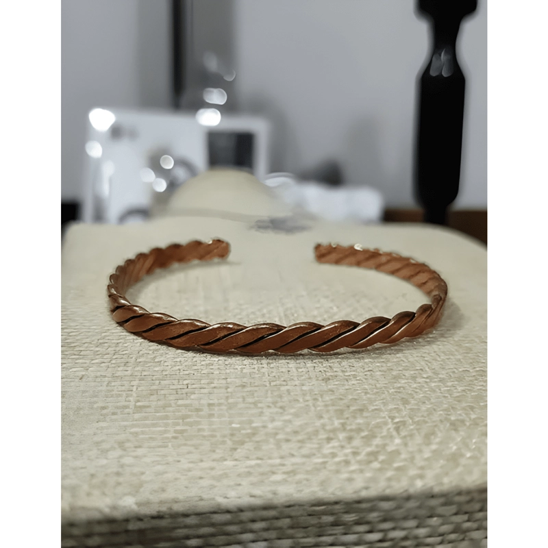 PULSERA DE COBRE PURO TRENZADA TERAPE UTICA ARTESANAL AJUSTA - 1