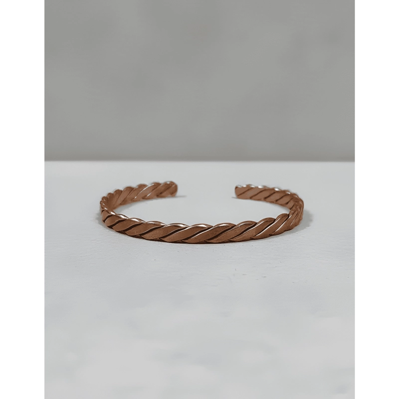PULSERA DE COBRE PURO TRENZADA TERAPE UTICA ARTESANAL AJUSTA - 2