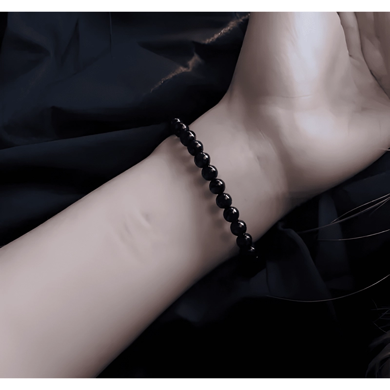 PULSERA DE AGATA PULSERA DE PIEDRA DE LAVA, 2 PIEZAS NEGRA - 2