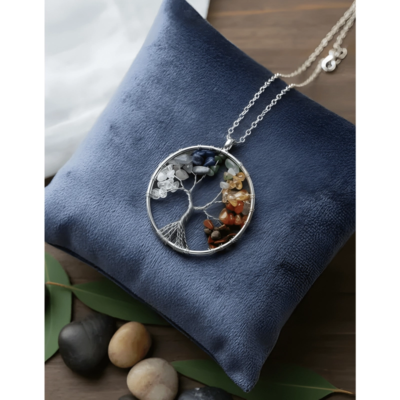 COLLAR CON COLGANTE ARBOL DE LA VIDA + PULSERA 7 CHAKRAS - 1