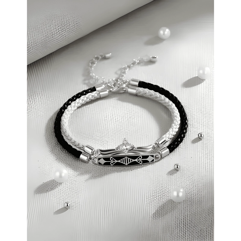PULSERA DE PAREJA PRINCESA CABALLERO CIRCONITA PLATA 925 #2 - 2