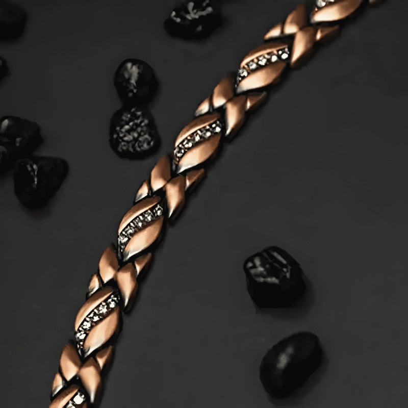 PULSERA COBRE MAGNE TICA - BRAZALETE IMANES CIRCON TRENZADA - 1