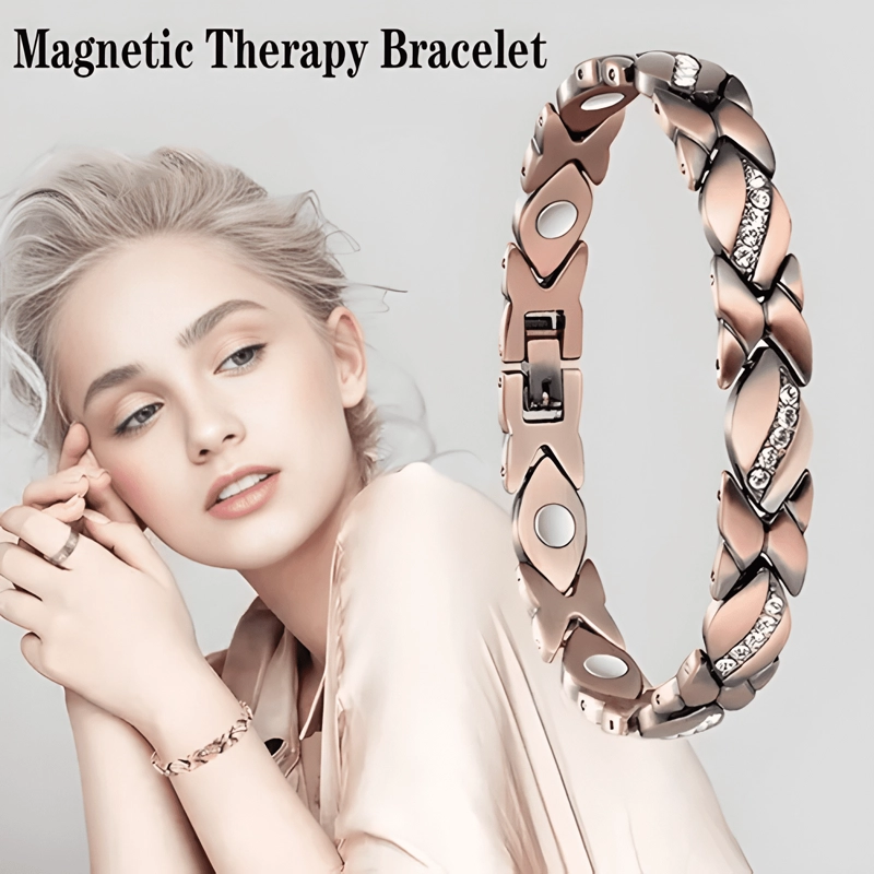 PULSERA COBRE MAGNE TICA - BRAZALETE IMANES CIRCON TRENZADA - 2