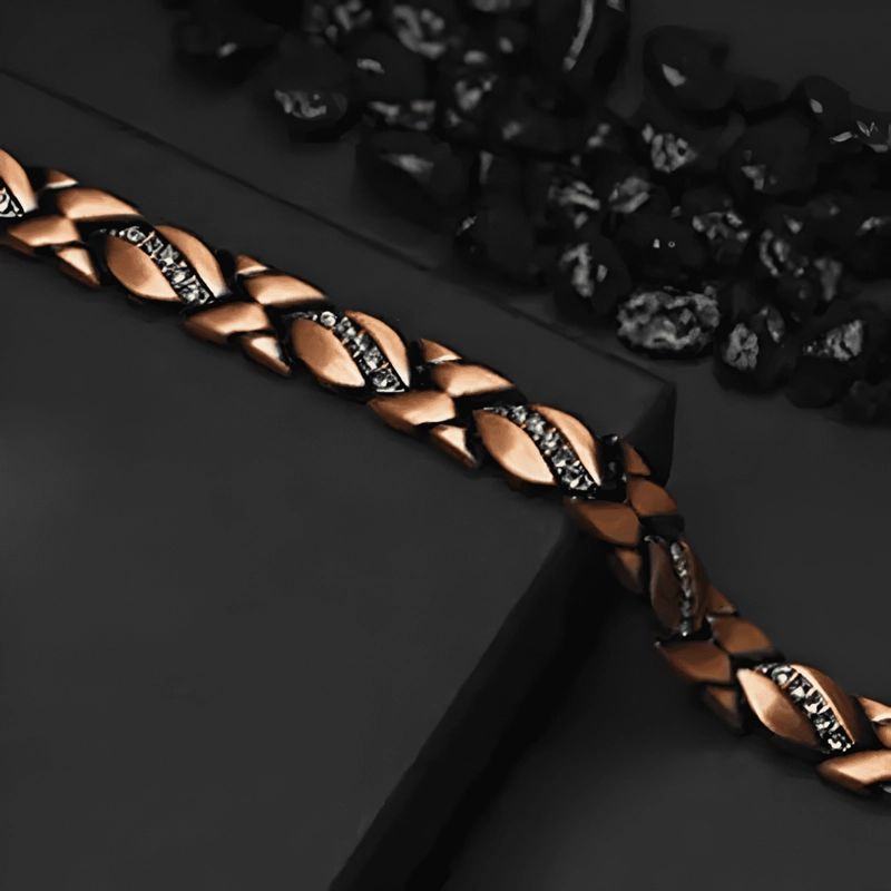 PULSERA COBRE MAGNE TICA - BRAZALETE IMANES CIRCON TRENZADA - 3