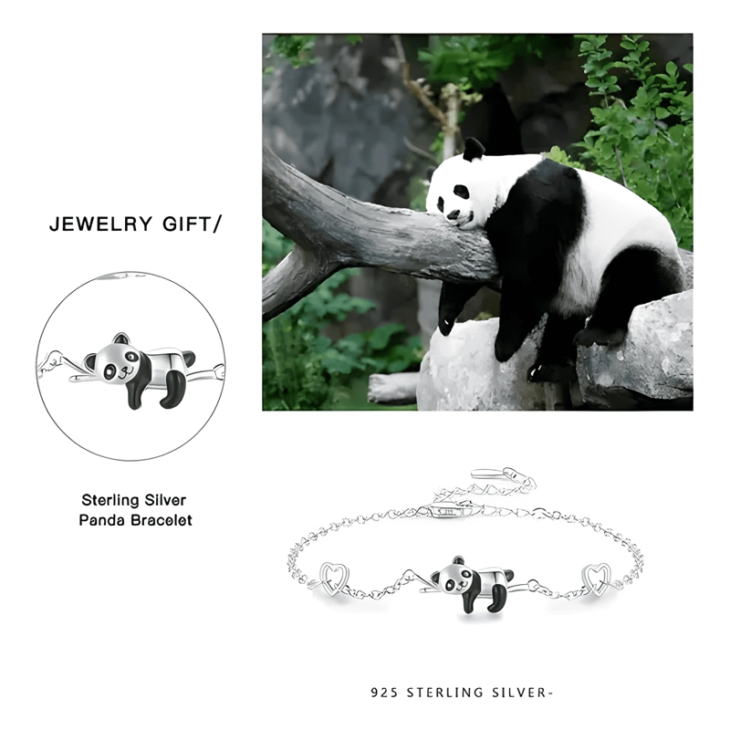 PULSERA DE PLATA 925 PANDA ANIMALES NOVIA PAREJA MUJER - 1