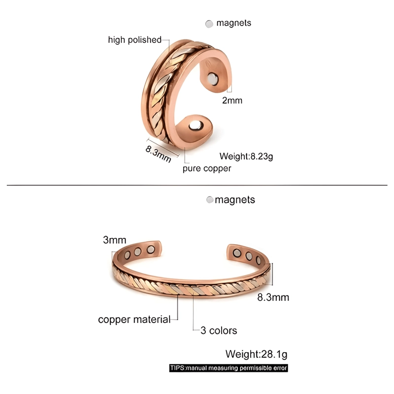 PULSERA CON ANILLO DE COBRE - BRAZALETE MAGNE TICA IMANES - 2