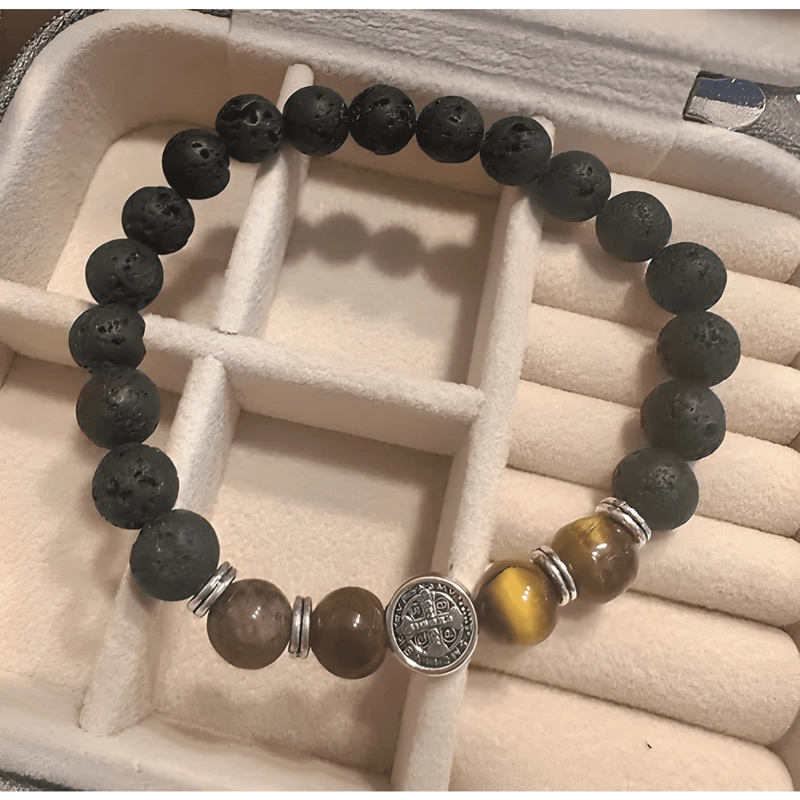 PULSERA PIEDRA VOLCANICA OJO DE TIGRE SAN BENITO - 1