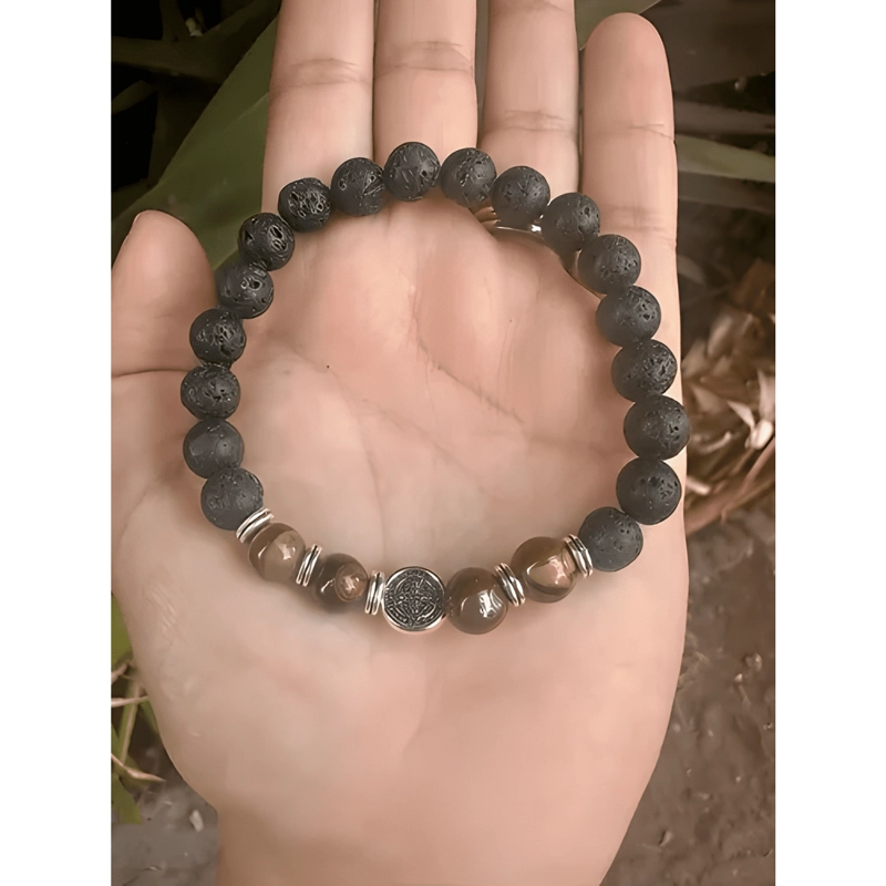 PULSERA PIEDRA VOLCANICA OJO DE TIGRE SAN BENITO - 4