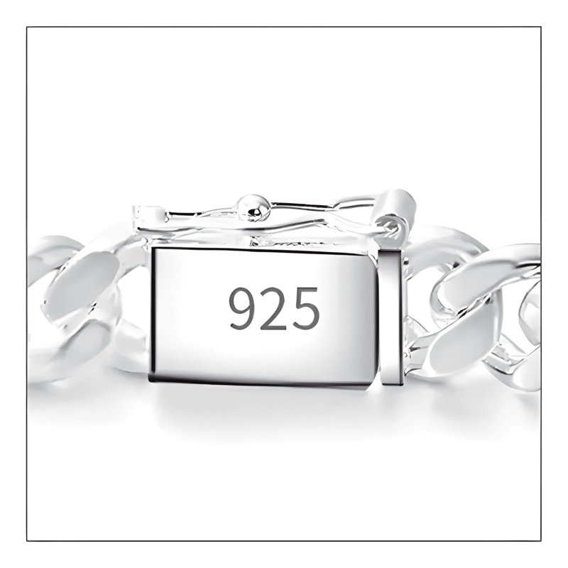 PULSERA PIOCHA ESCLAVA GRUMET 10MM 20CM CHAPADO PLATA 925 - 1