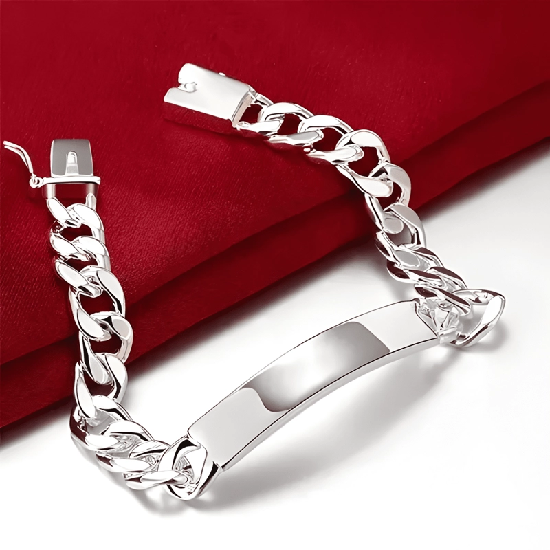 PULSERA PIOCHA ESCLAVA GRUMET 10MM 20CM CHAPADO PLATA 925 - 2