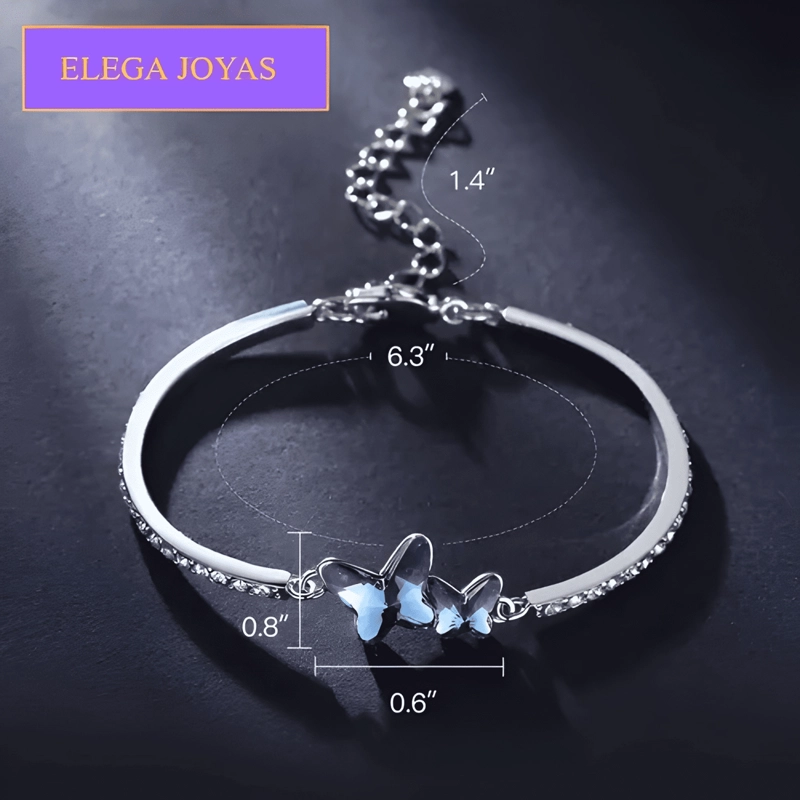 PULSERA CRISTAL DE SWAROVSKI MARIPOSA RODINADO JOYA MUJER - 1
