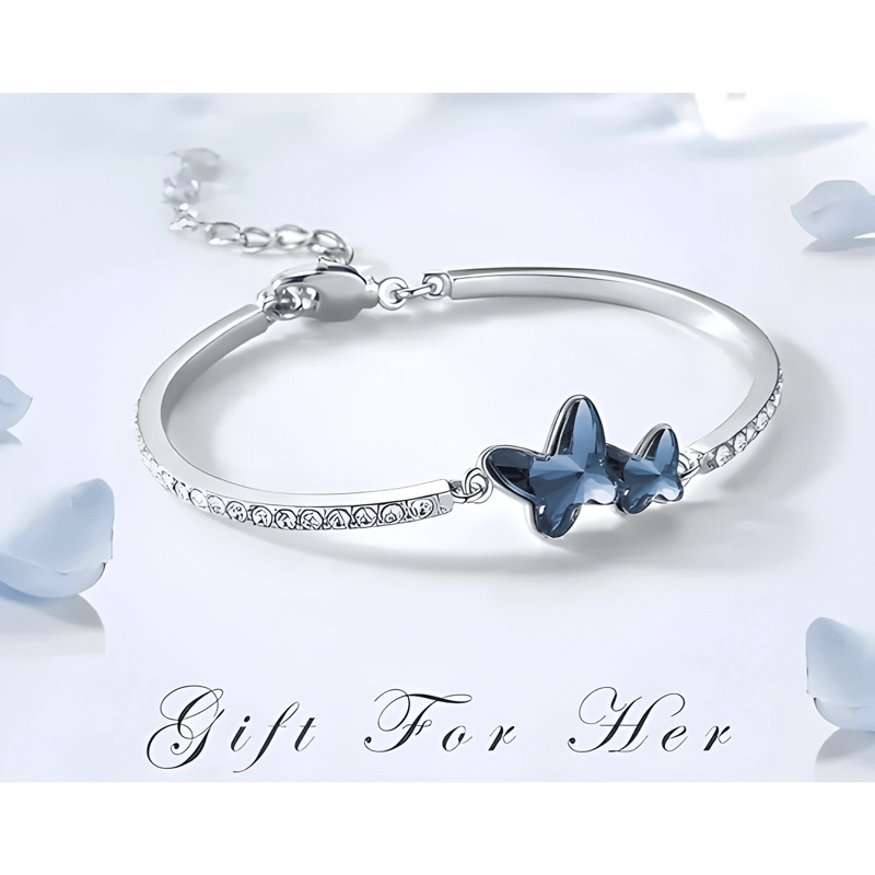 PULSERA CRISTAL DE SWAROVSKI MARIPOSA RODINADO JOYA MUJER - 2